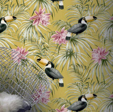 Load image into Gallery viewer, Selenidera Wallpaper - maisonologieWallpaper of perching toucans amongst vibrant and flourishing leaves close up